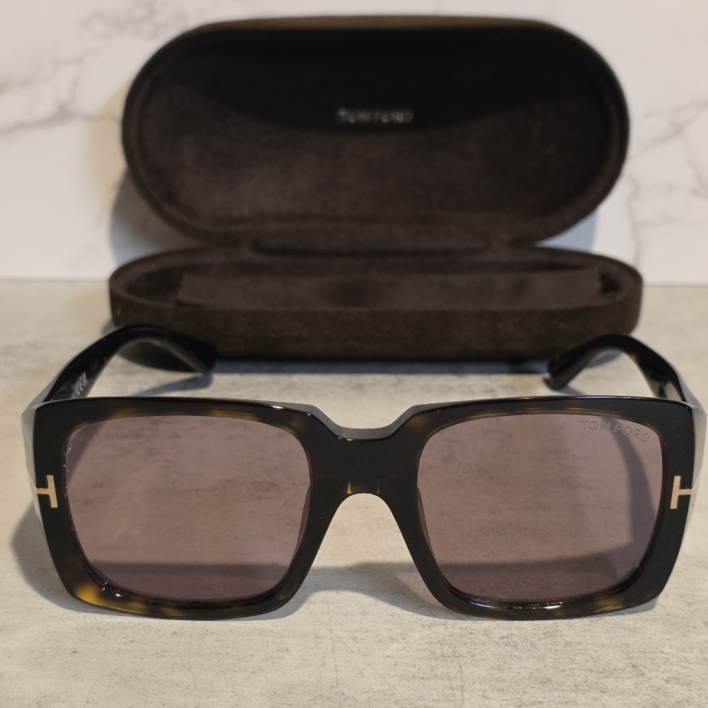 TOM FORD RYDER-02 TF1035 52Y SHINY TOKYO TORTOISE SQUARE SUNGLASSES. 51mm